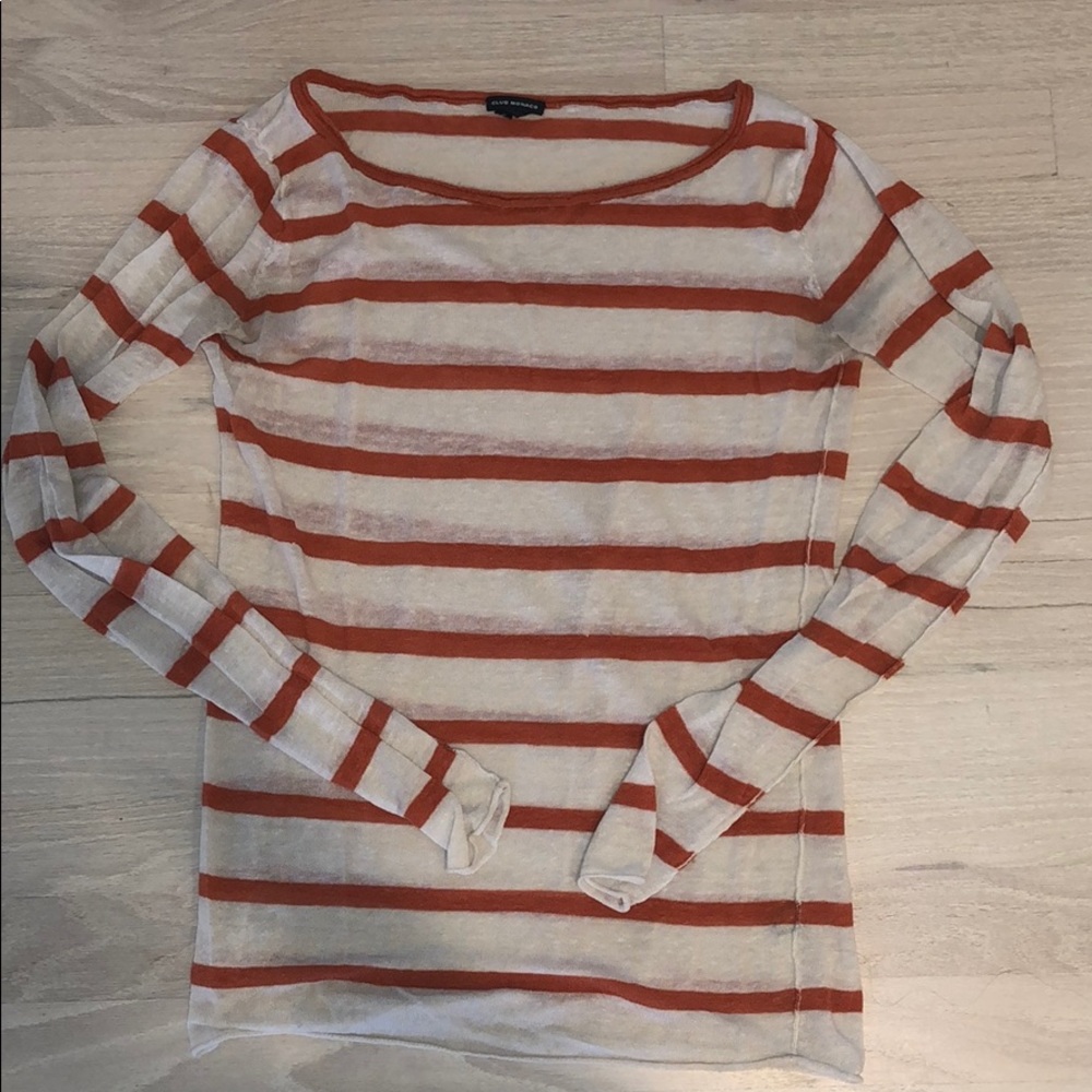 Club Monaco orange and white stripped shirt